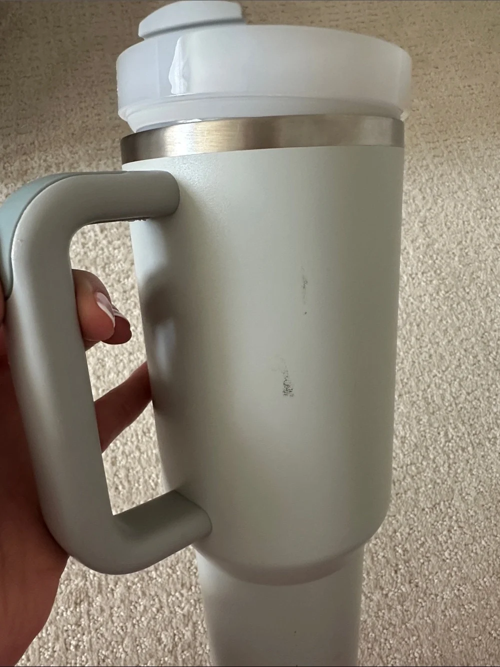 Stanley Matte Gray Travel Tumbler with Handle and Straw